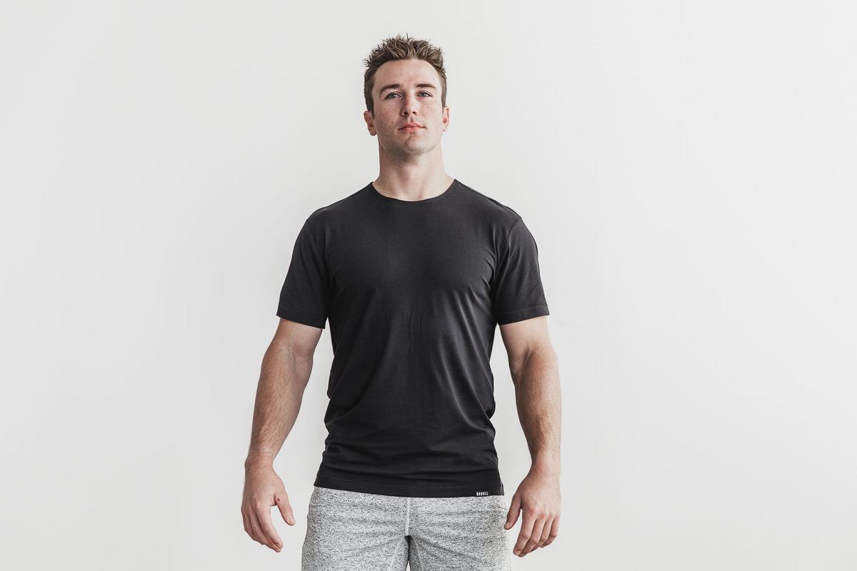 Nobull Lightweight Men's T Shirts Black | Australia (DM1347)